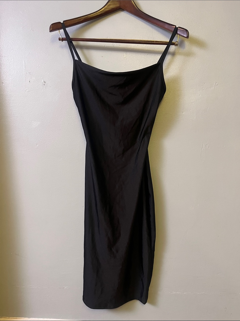 Classic Black Slip Mini Dress with Thin Straps